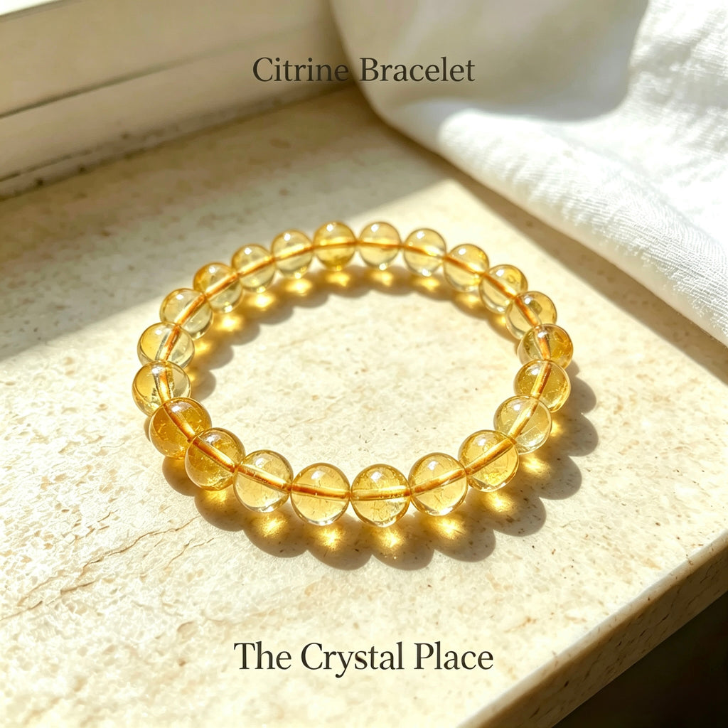 Natural Citrine Beaded Bracelet Close Up – The Crystal Place