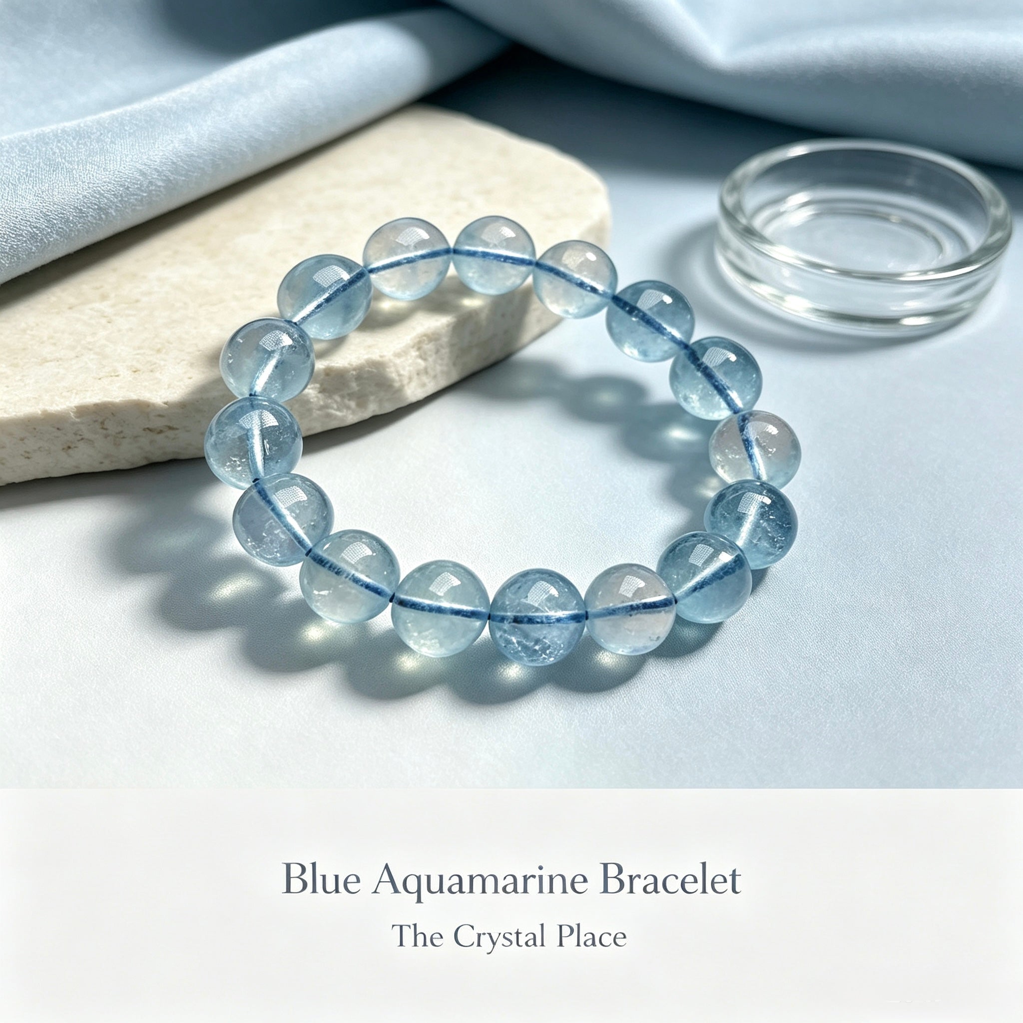 High Ice Flash Aquamarine Bracelet Close Up – The Crystal Place