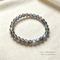 Natural Grey Labradorite Bracelet 6mm-8mm | Flash Spectrolite Gemstone Beaded Bracelet