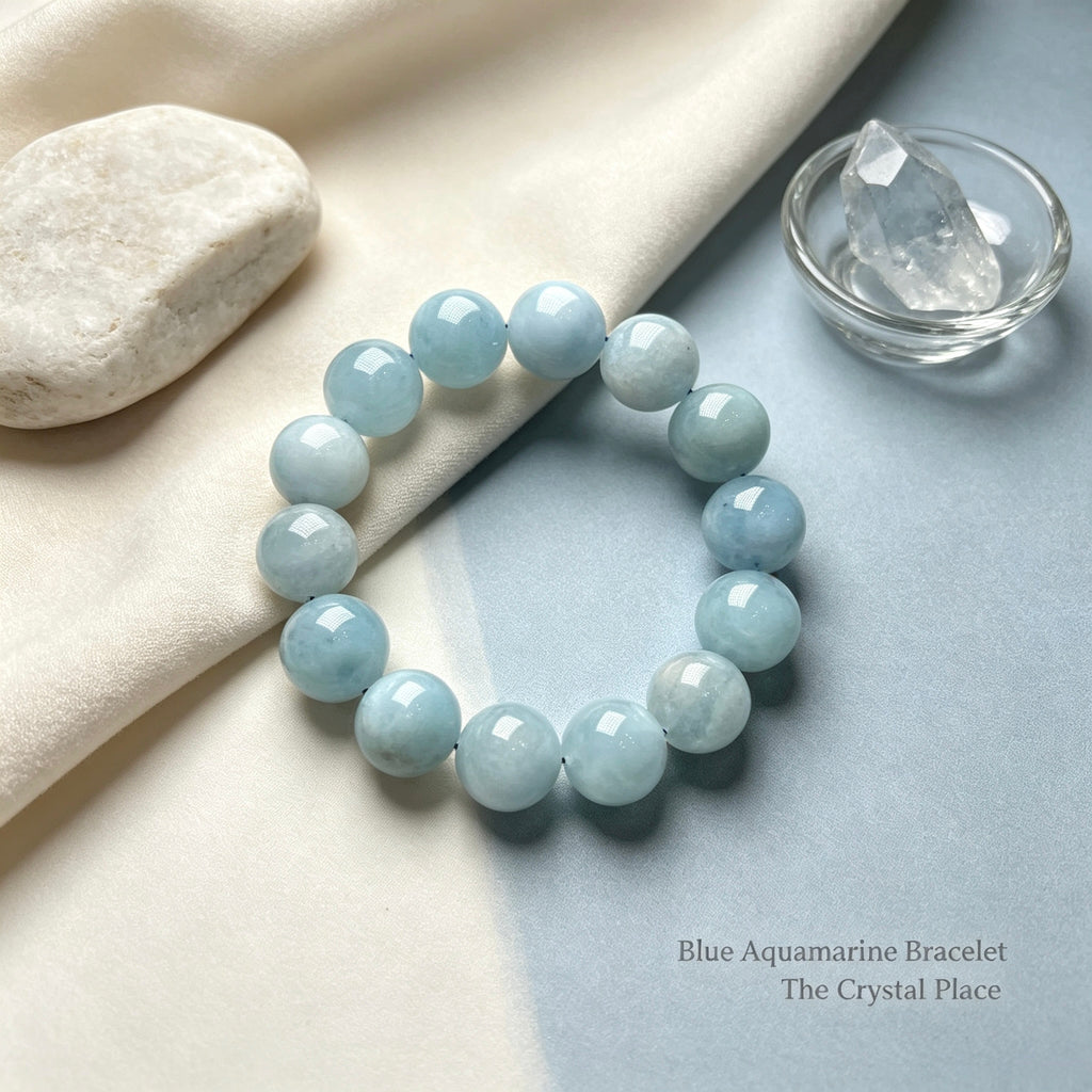 Natural Aquamarine Bracelet Close Up – The Crystal Place