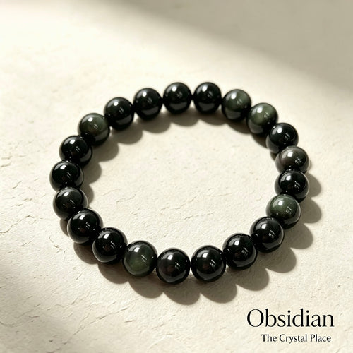 Natural Black Obsidian Bracelet Side View – The Crystal Place