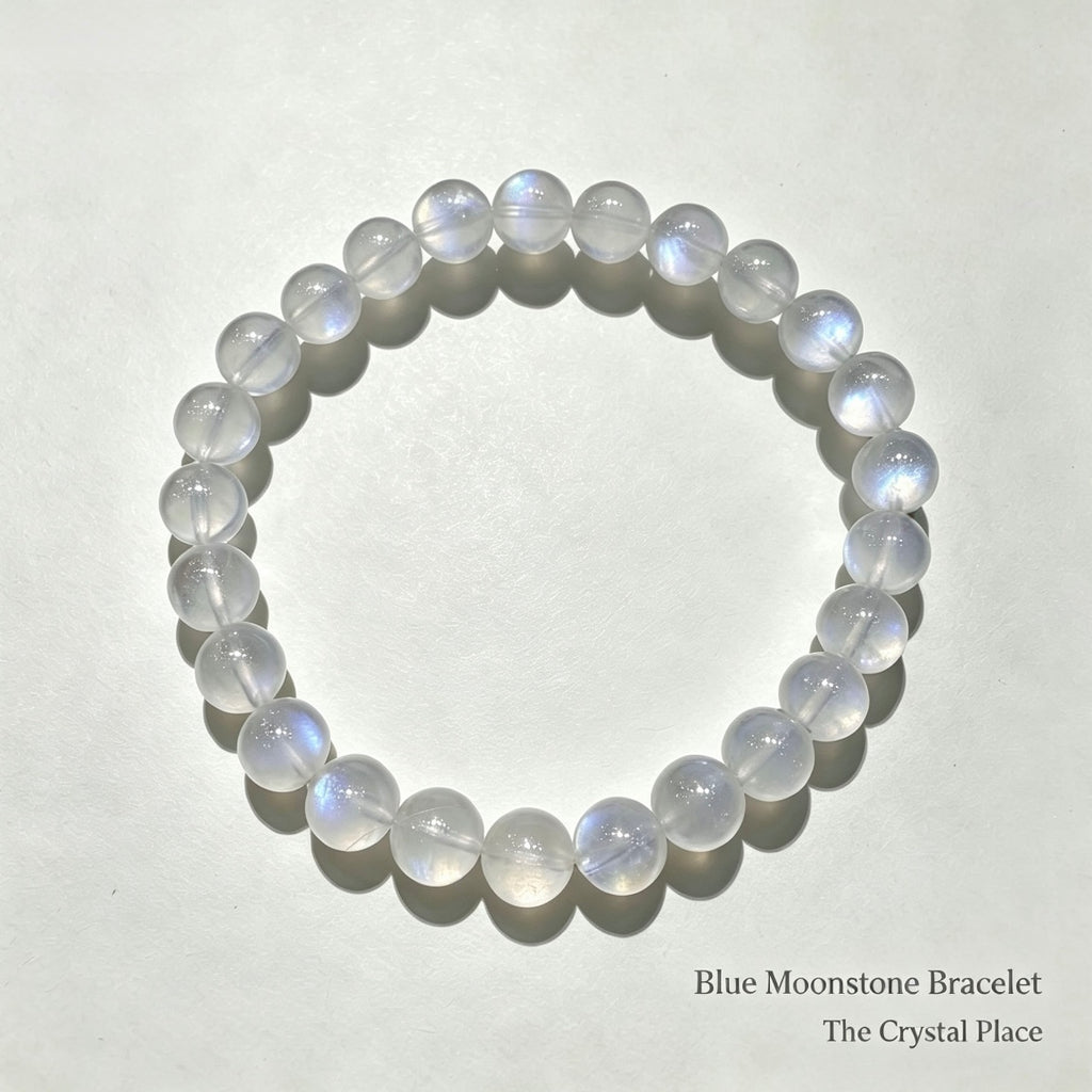 Natural Blue Moonstone Bracelet Side View – The Crystal Place