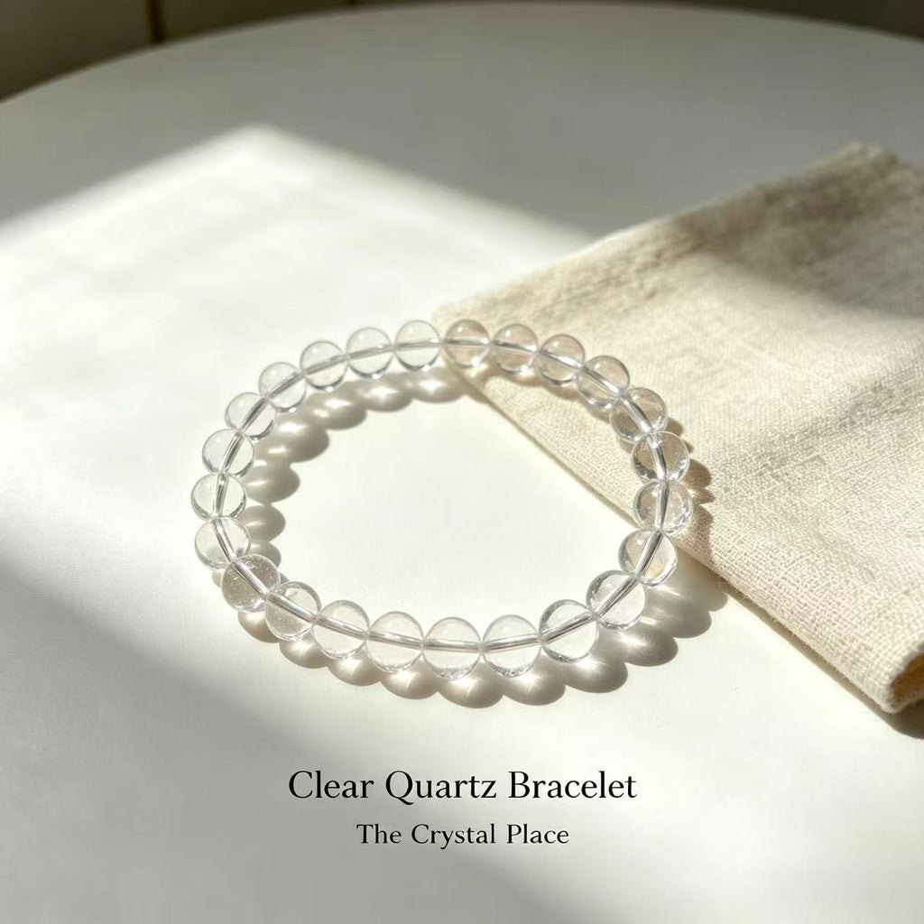 High Grade Natural Clear Quartz Bracelet | Crystal Beaded Bracelet