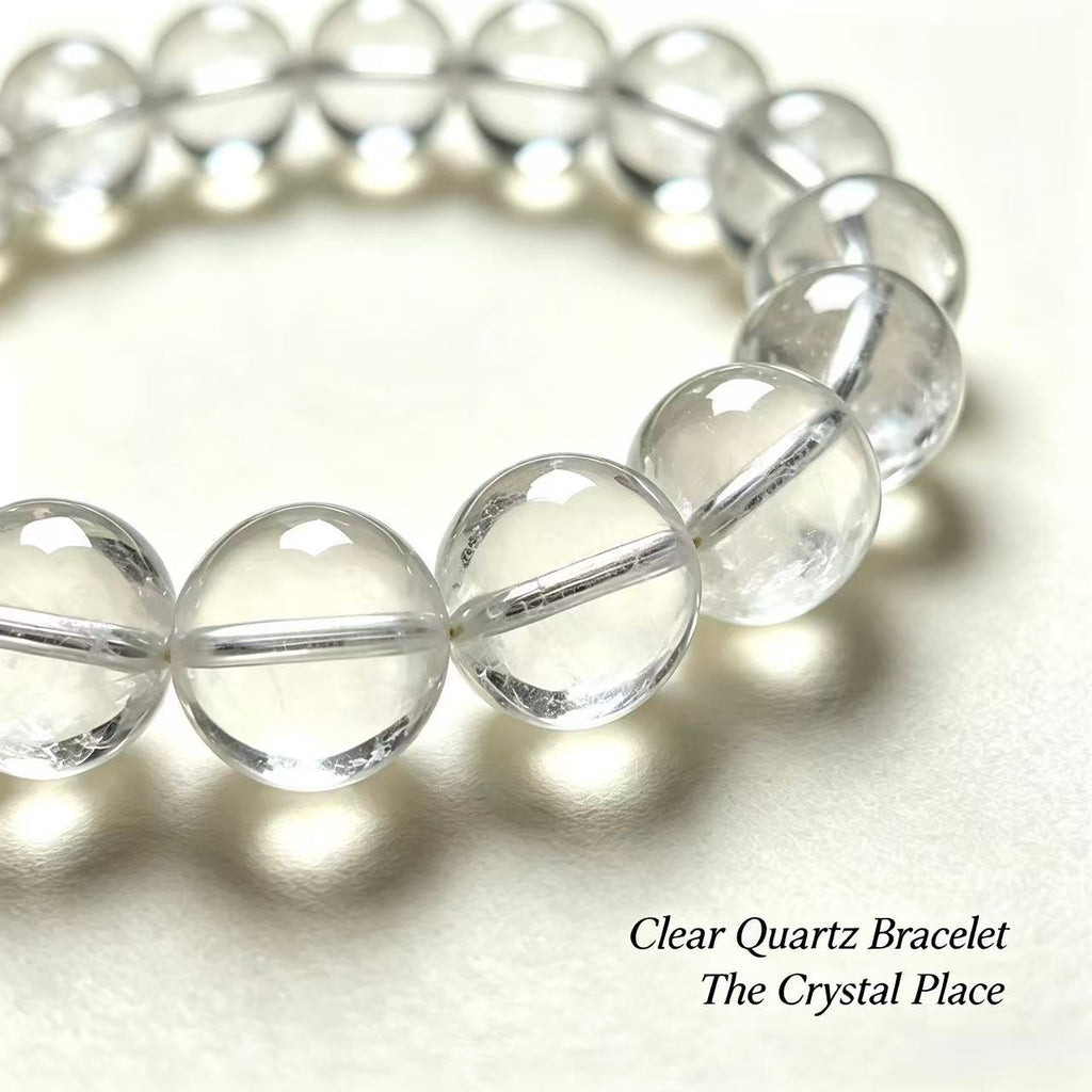 High Grade Natural Clear Quartz Bracelet | Crystal Beaded Bracelet