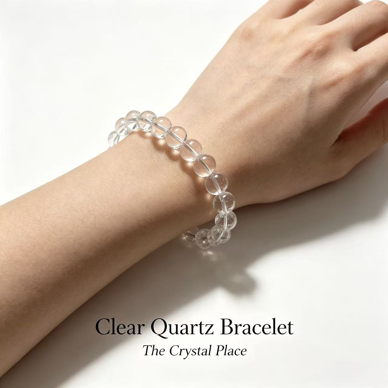 High Grade Natural Clear Quartz Bracelet | Crystal Beaded Bracelet