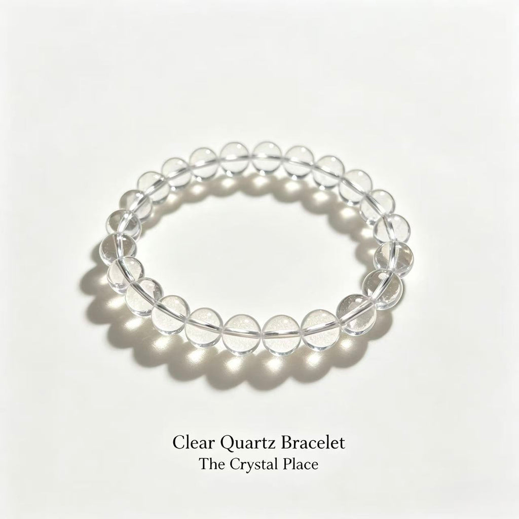 High Grade Natural Clear Quartz Bracelet | Crystal Beaded Bracelet