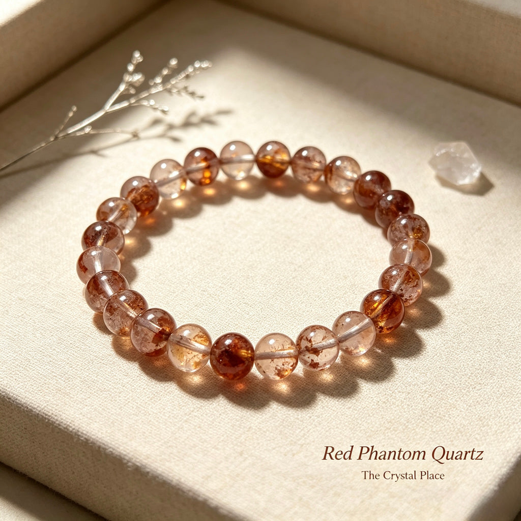 Natural Red Phantom Quartz Bracelet Close Up – The Crystal Place