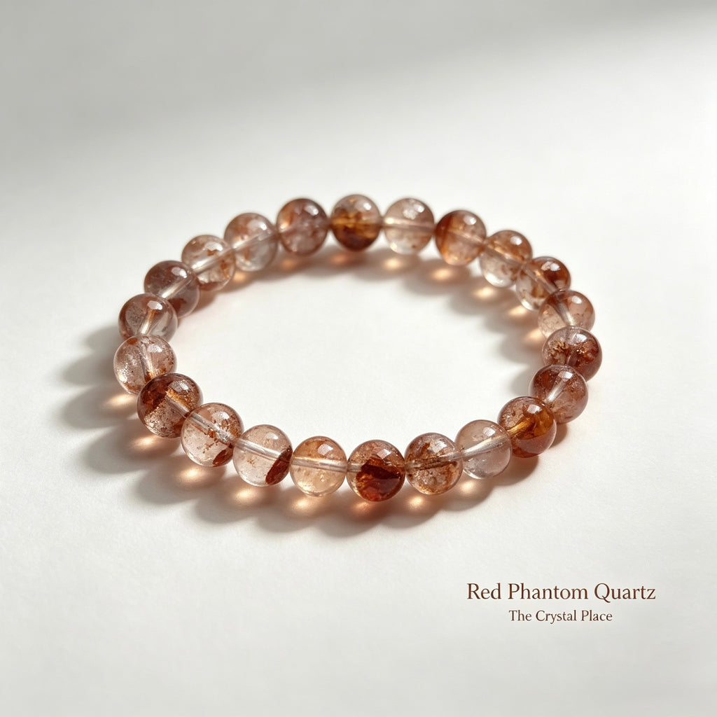 Natural Red Phantom Quartz Bracelet Side View – The Crystal Place