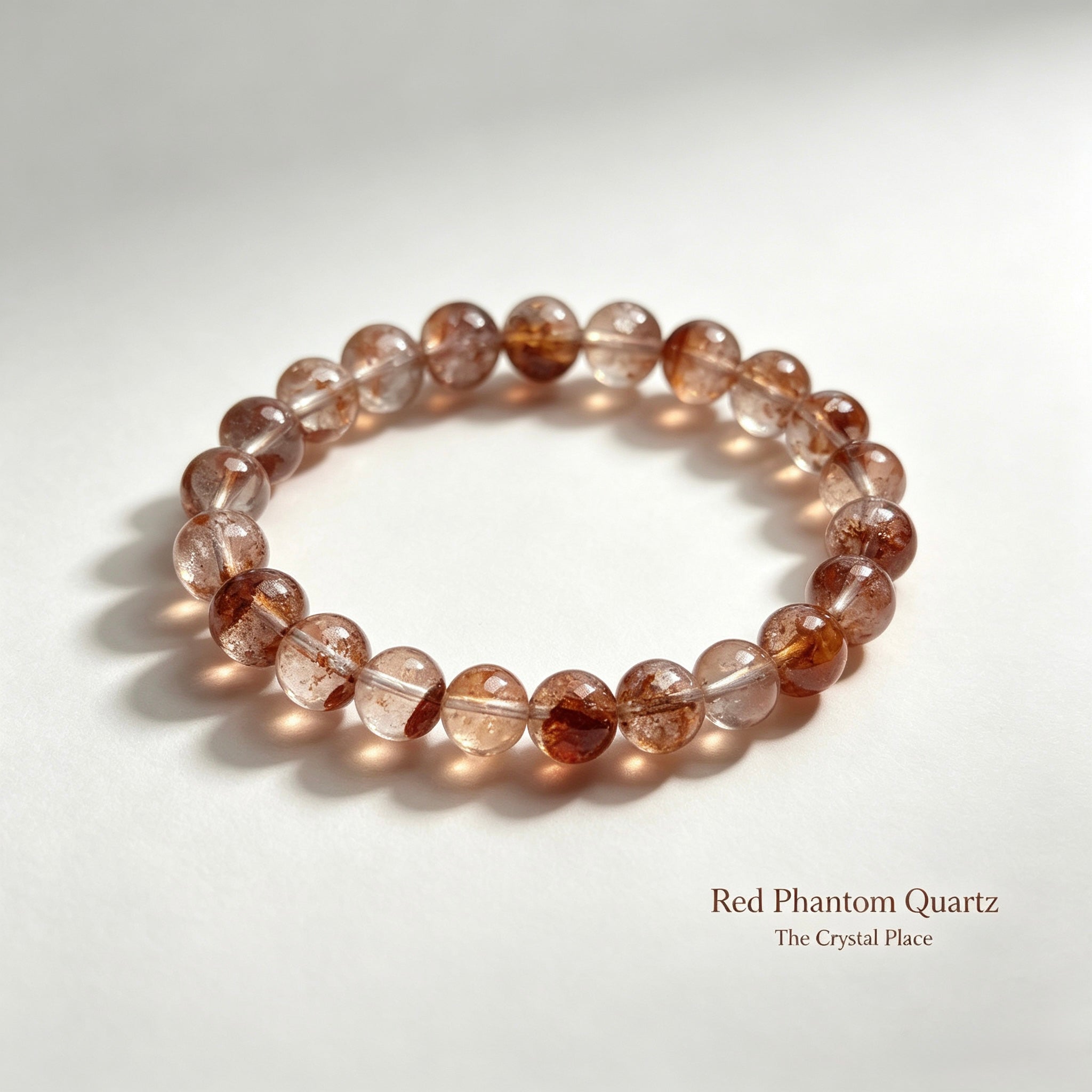 Natural Red Phantom Quartz Bracelet Side View – The Crystal Place