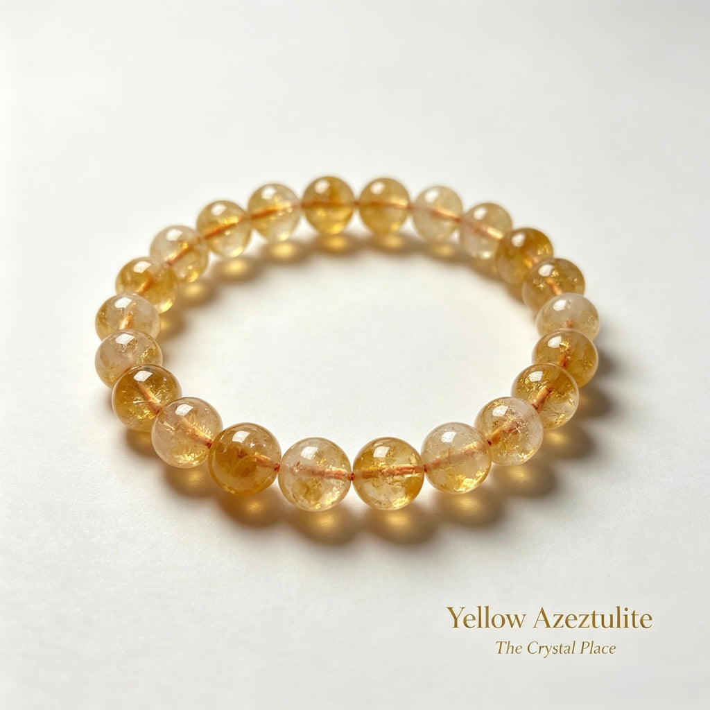 Natural Yellow Azeztulite Bracelet Side View – The Crystal Place