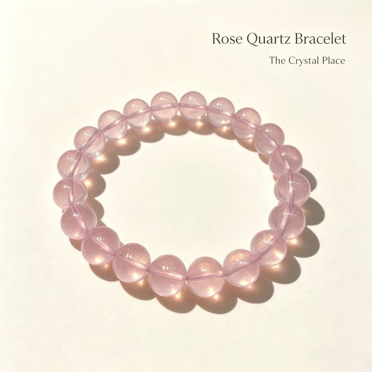 Premium Madagascar Gel Rose Quartz Bracelet 8mm Side View – The Crystal Place