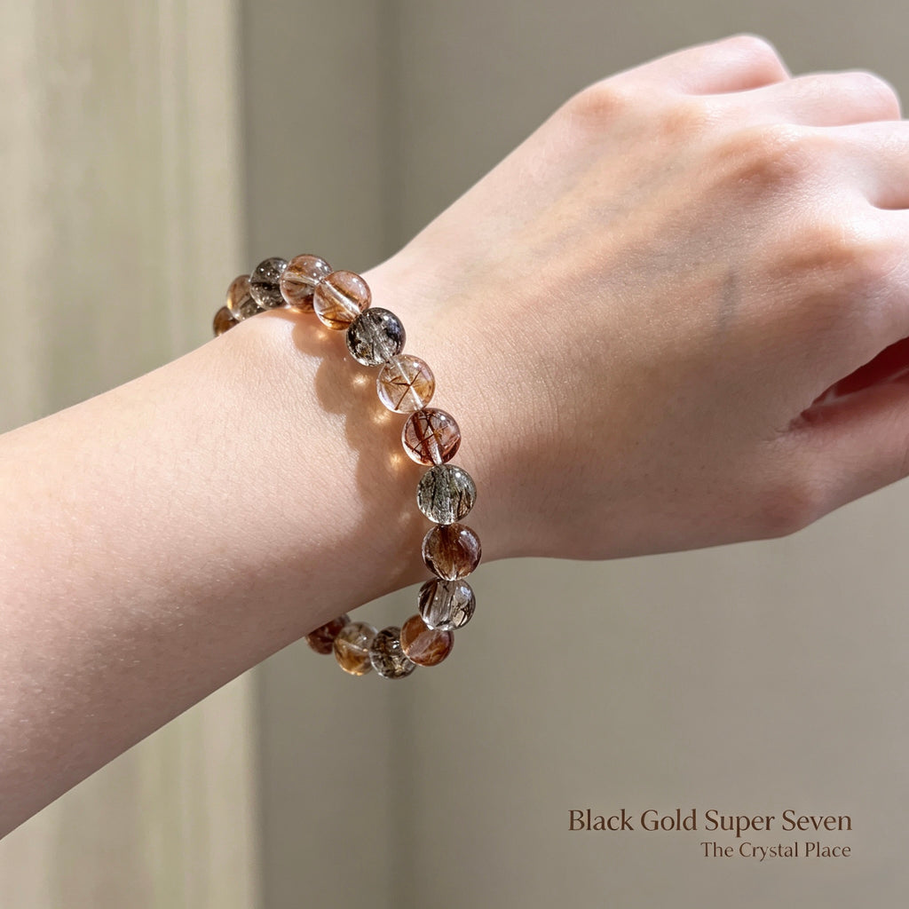 Premium Natural Black Super Seven Bracelet  Lifestyle – The Crystal Place