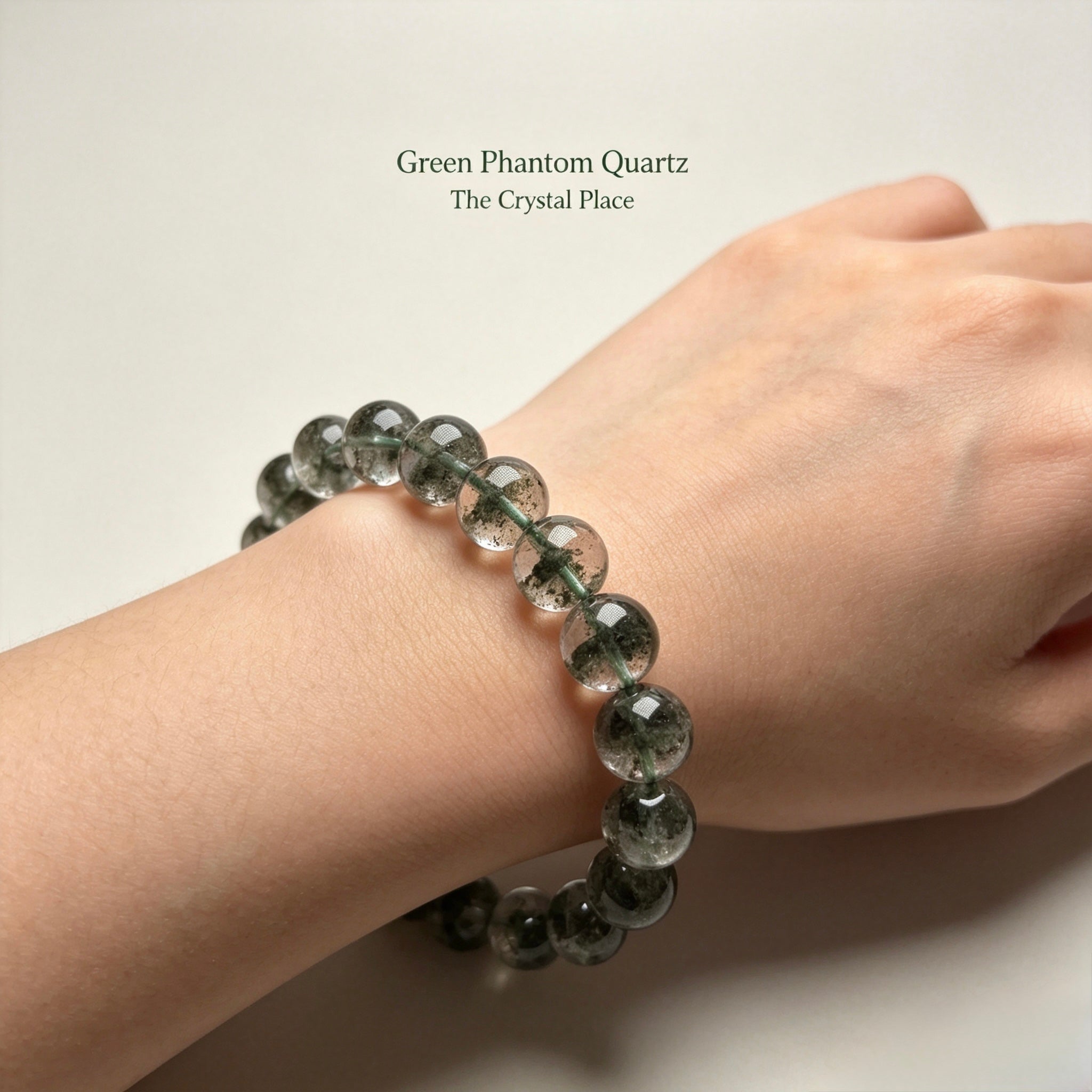 Premium Natural Green Phantom Quartz Bracelet Lifestyle – The Crystal Place