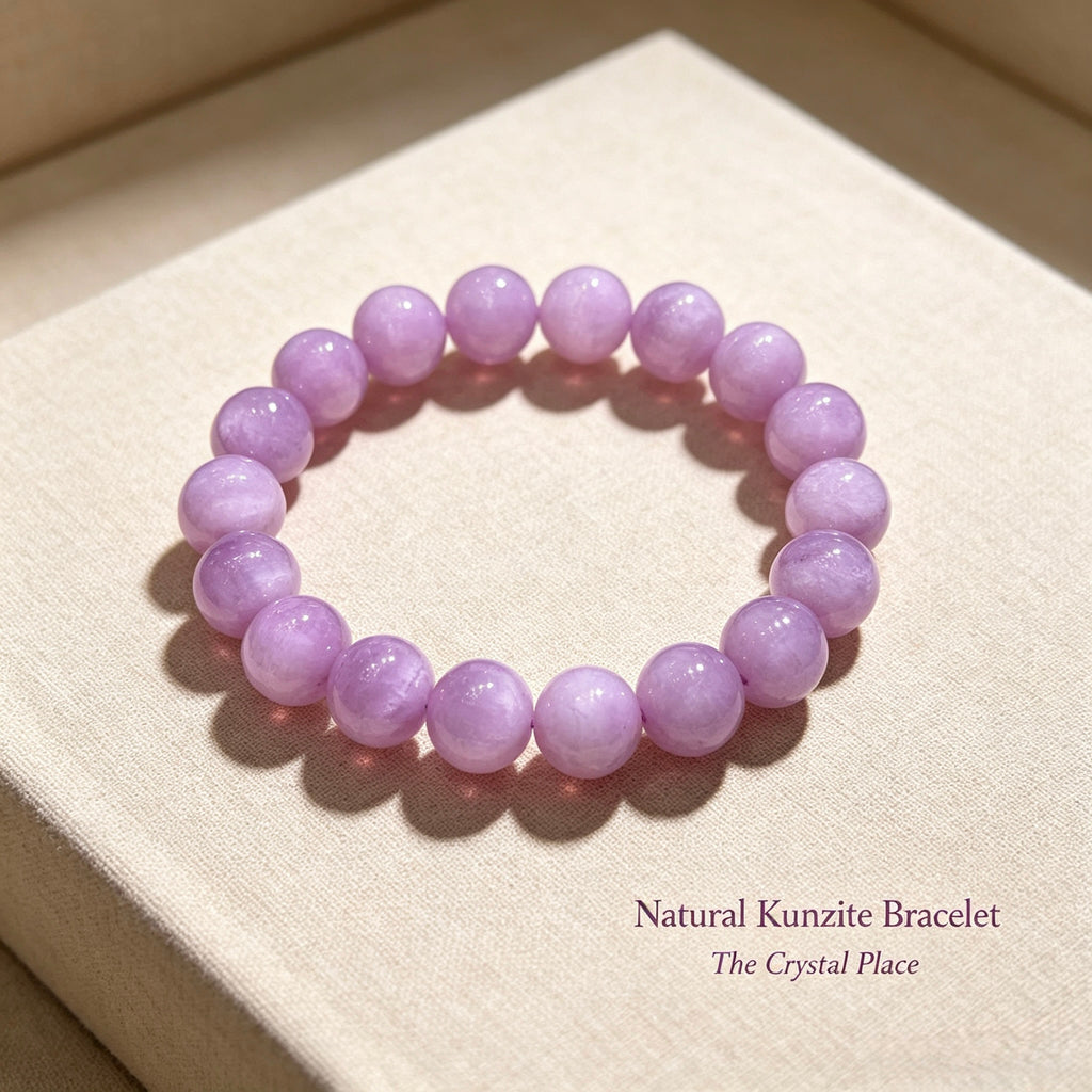 Premium Natural Kunzite Bracelet Close Up – The Crystal Place