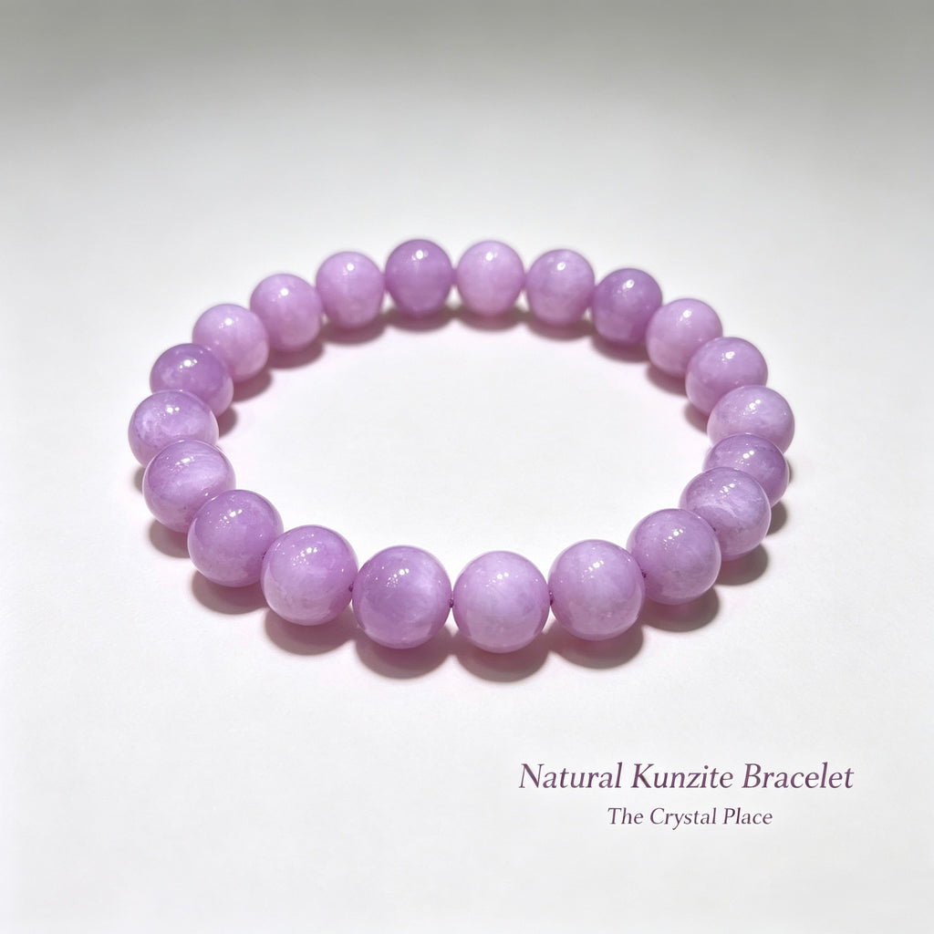 Premium Natural Kunzite Bracelet Side View – The Crystal Place