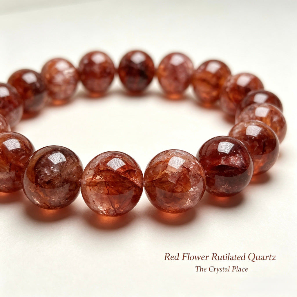 Premium Natural Red Phantom Quartz Bracelet Detail – The Crystal Place