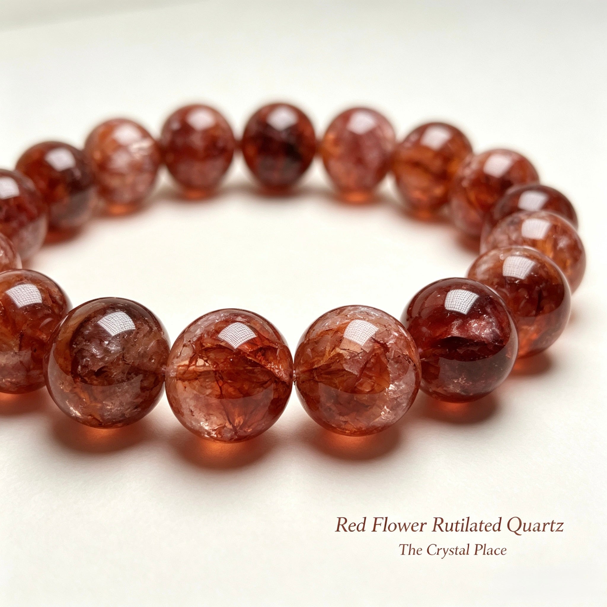 Premium Natural Red Phantom Quartz Bracelet Detail – The Crystal Place