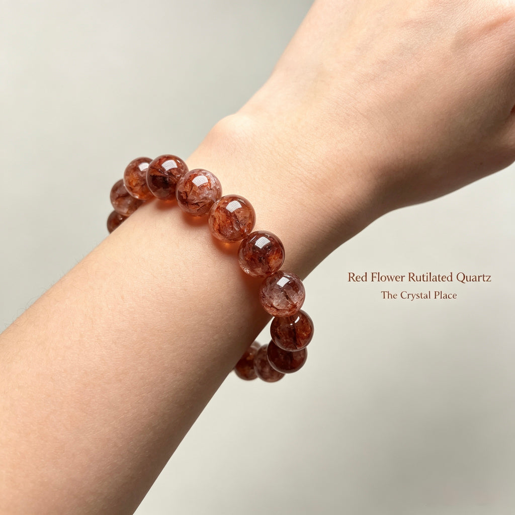 Premium Natural Red Phantom Quartz Bracelet Lifestyle – The Crystal Place