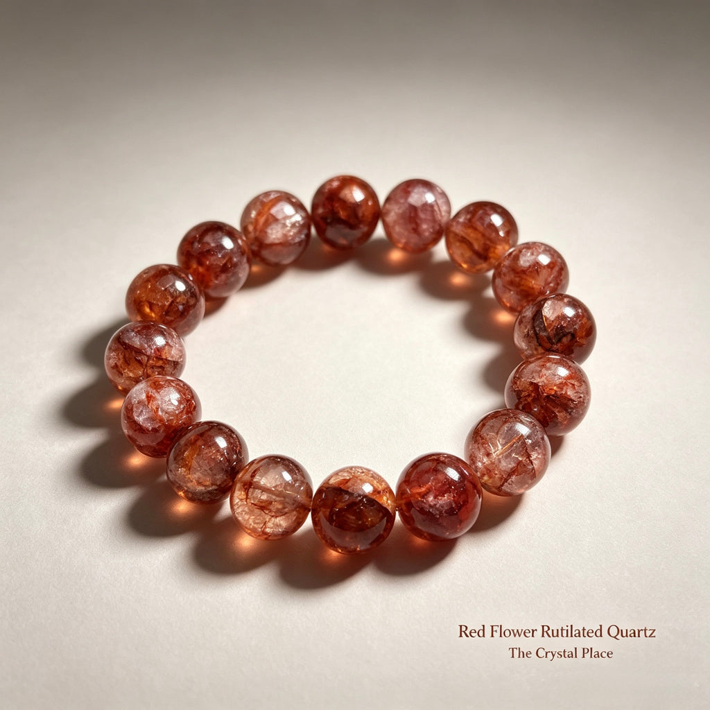 Premium Natural Red Phantom Quartz Bracelet Side View – The Crystal Place