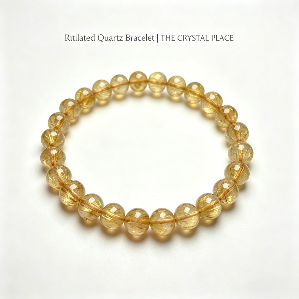 Premium Rutilated Quartz Bracelet Side View – The Crystal Place