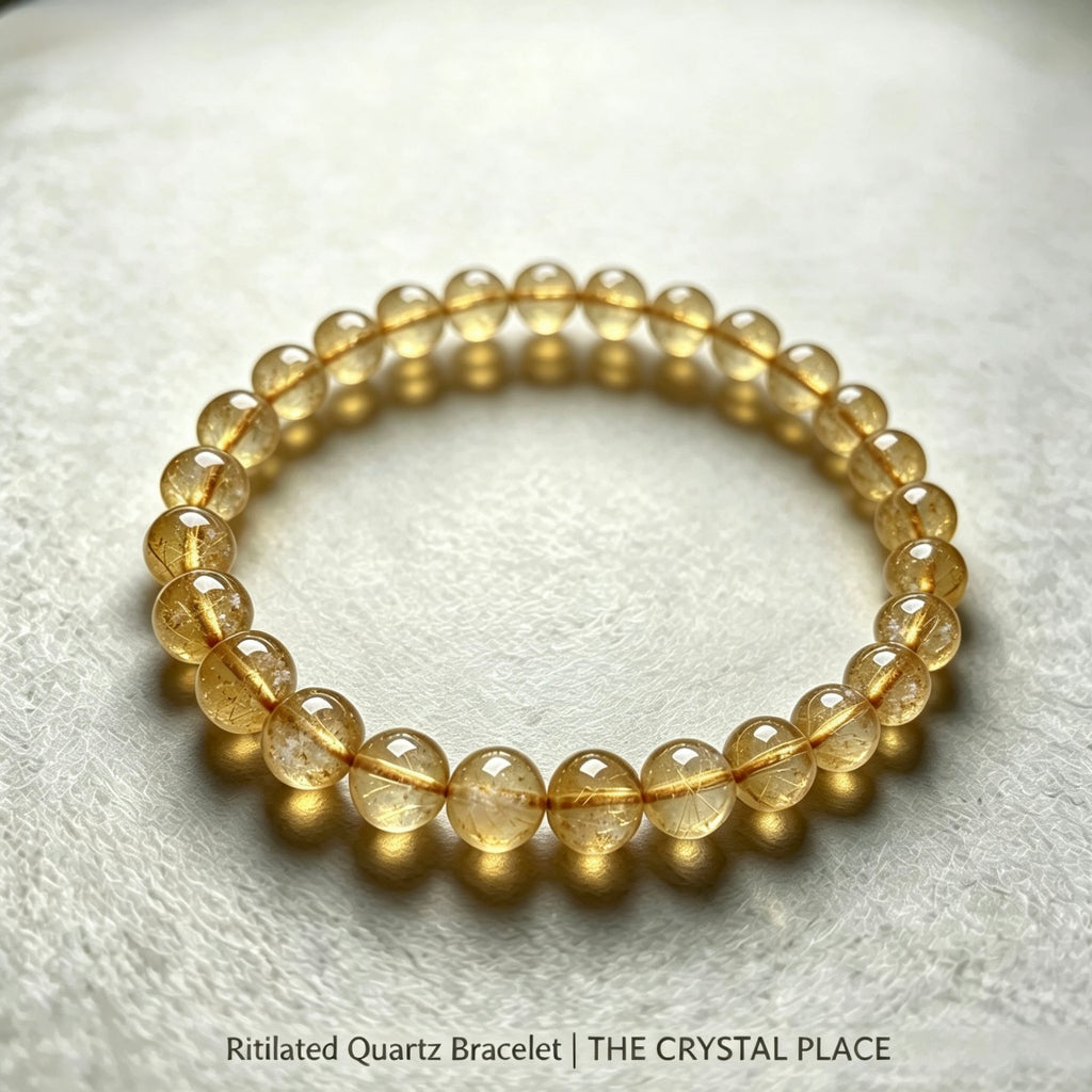 Rutilated Quartz Bracelet Close Up – The Crystal Place