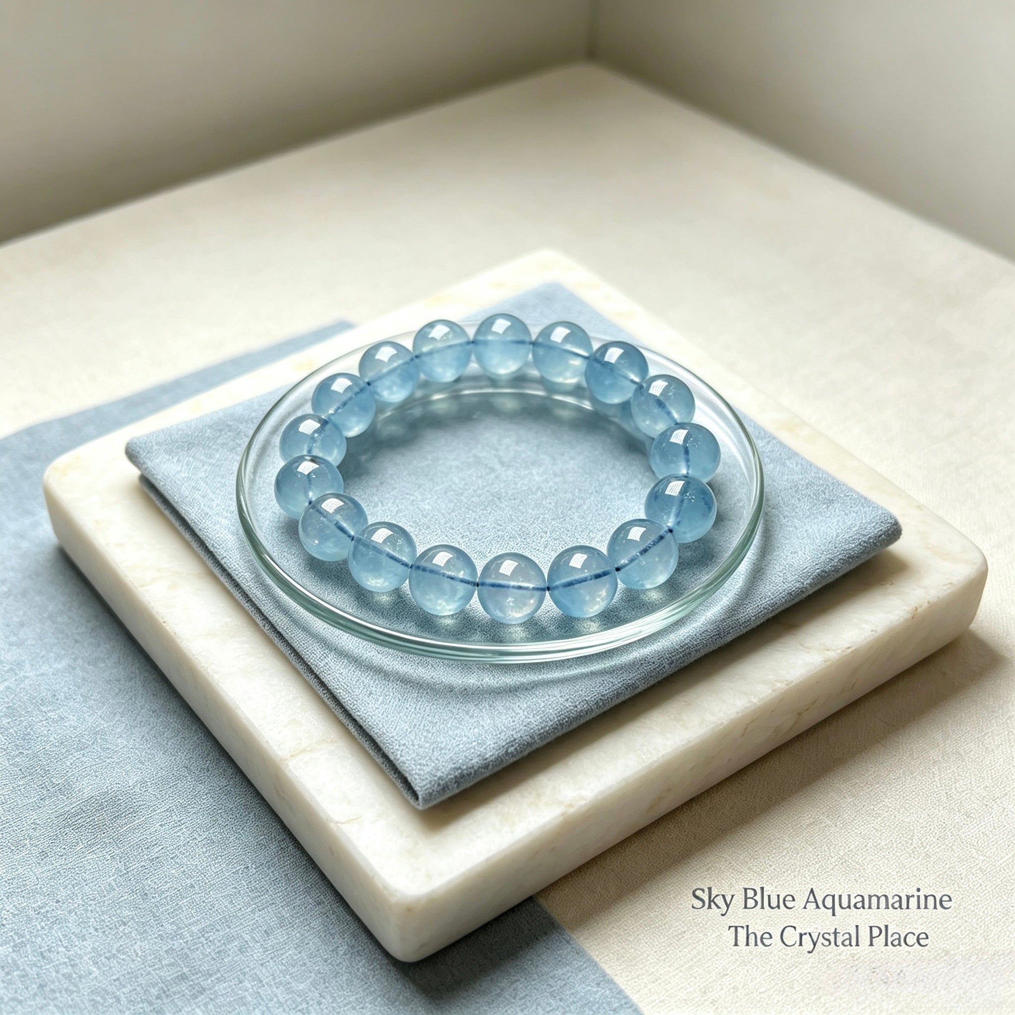 Sky Blue Aquamarine Bracelet Close Up – The Crystal Place