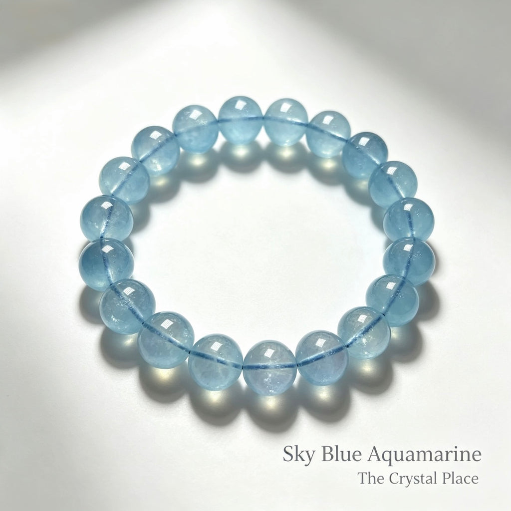 Sky Blue Aquamarine Bracelet Side View – The Crystal Place