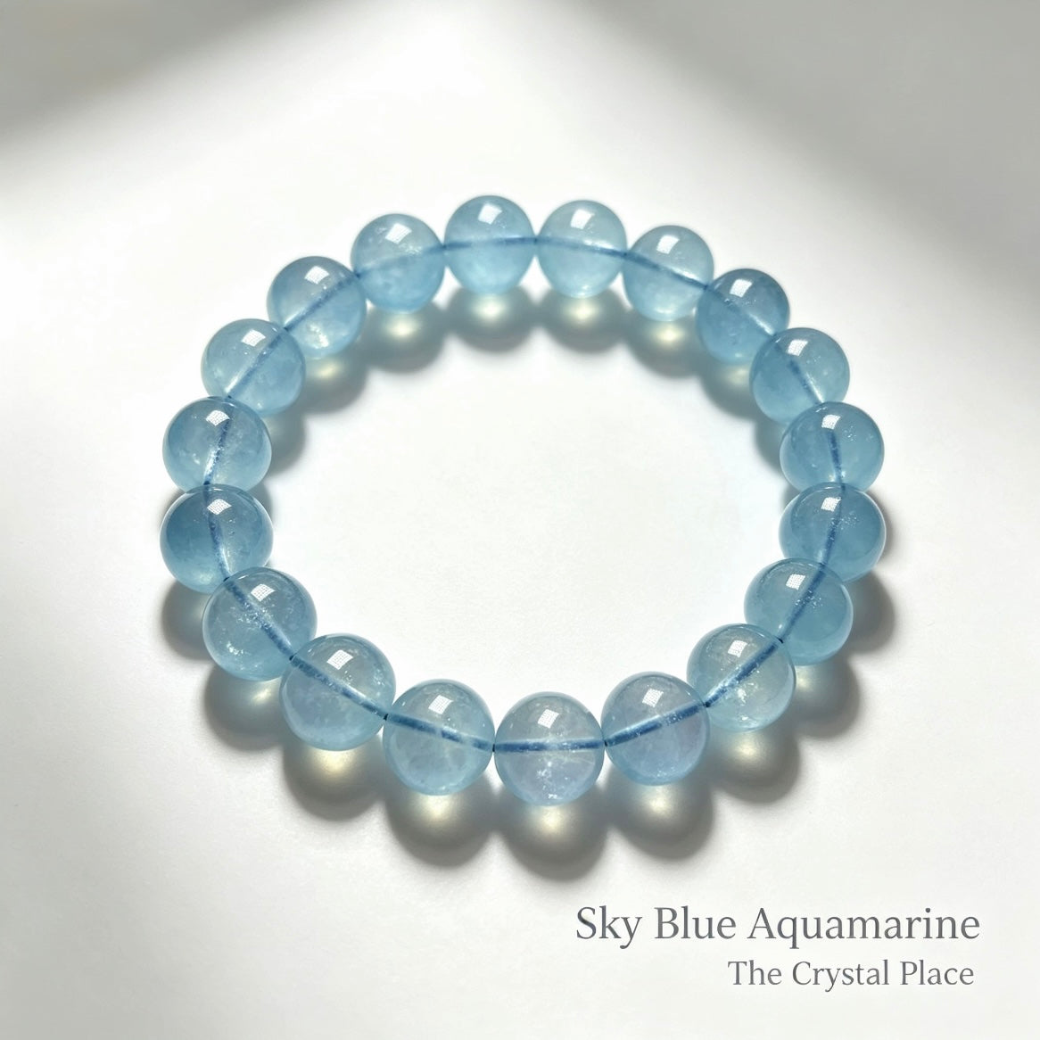 Sky Blue Aquamarine Bracelet Side View – The Crystal Place