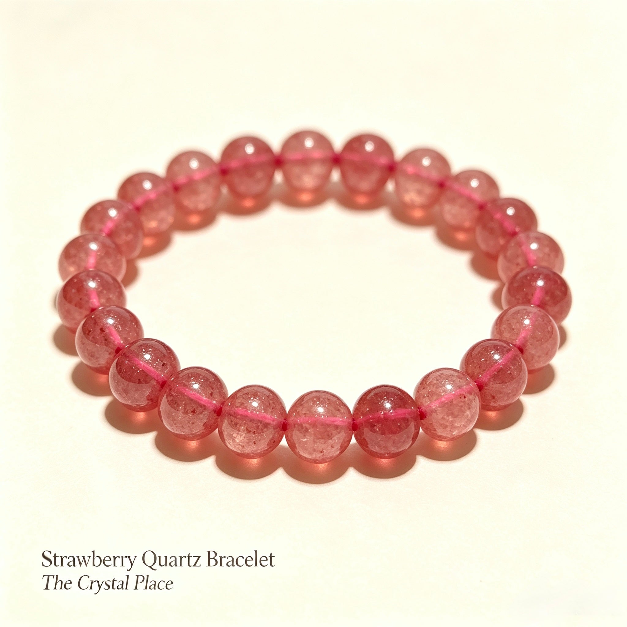 Strawberry Quartz Bracelet Side View – The Crystal Place