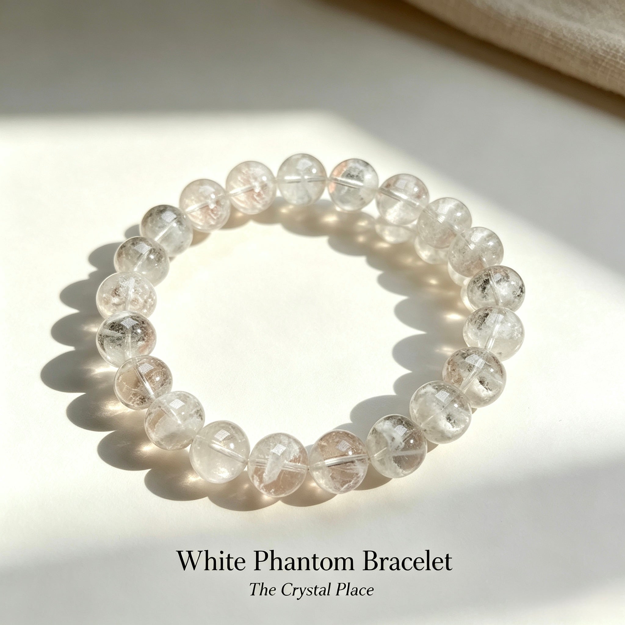 White Phantom Quartz Bracelet Close Up – The Crystal Place