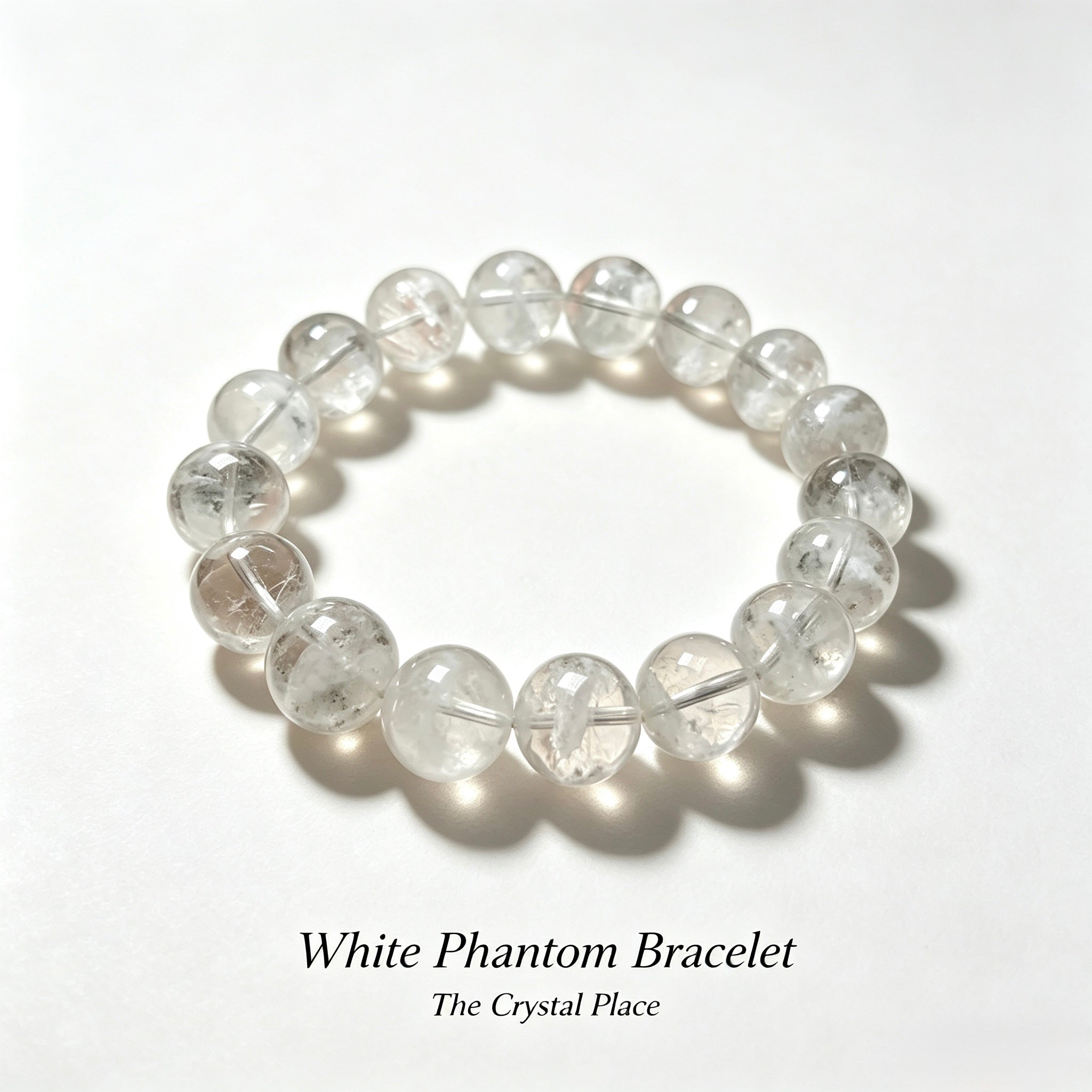 White Phantom Quartz Bracelet Side View – The Crystal Place