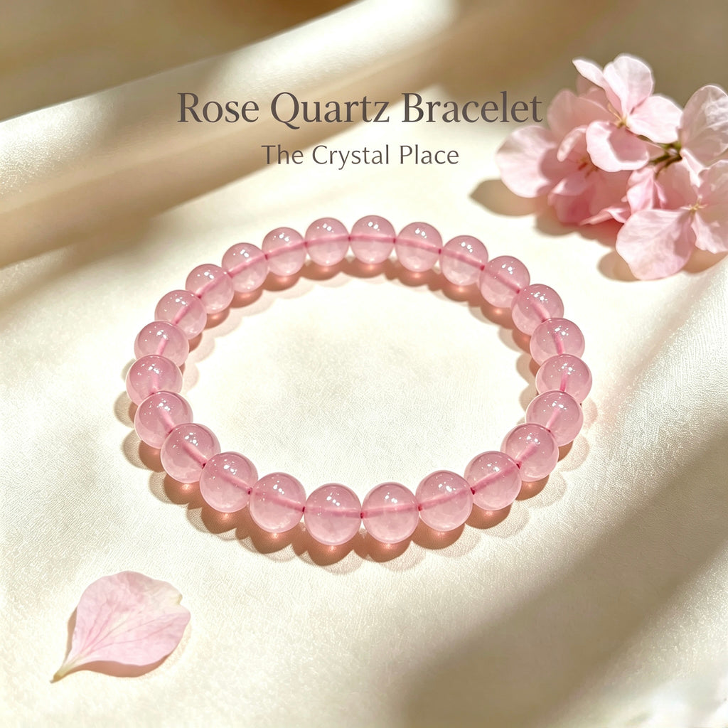 Rose Quartz Bracelet 8mm Close Up – The Crystal Place